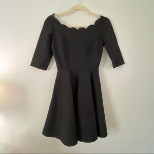 Lulus scalloped neckline dress black